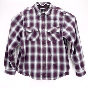 Prana Mens Medium Purple Plaid Insulated Button Do